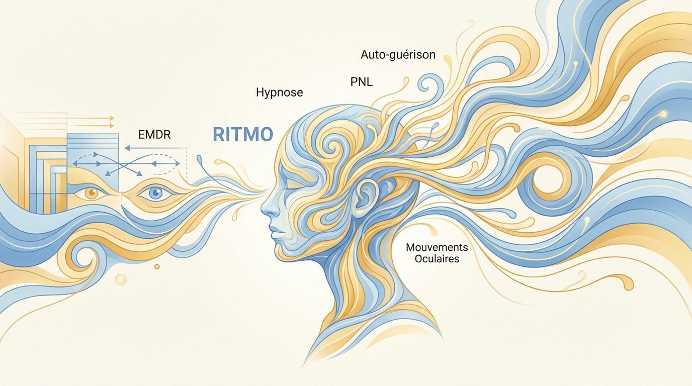 Représentation visuelle de la méthode RITMO et des stimulations bilatérales